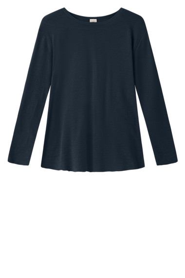 Merino uld bluse med A-facon fra By Basics i navy