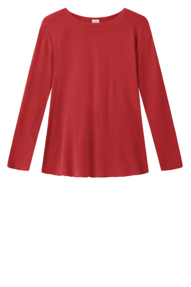 Merino uld bluse med A-facon fra By Basics i koral rød