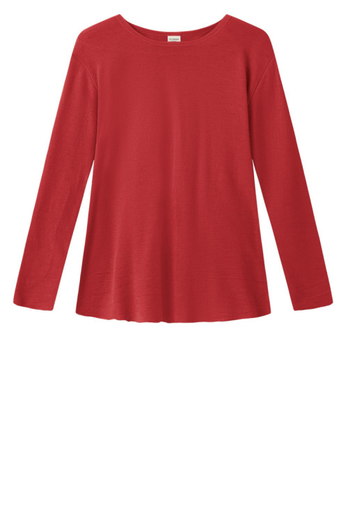 Merino uld bluse med A-facon 4012 i gullige og røde farver