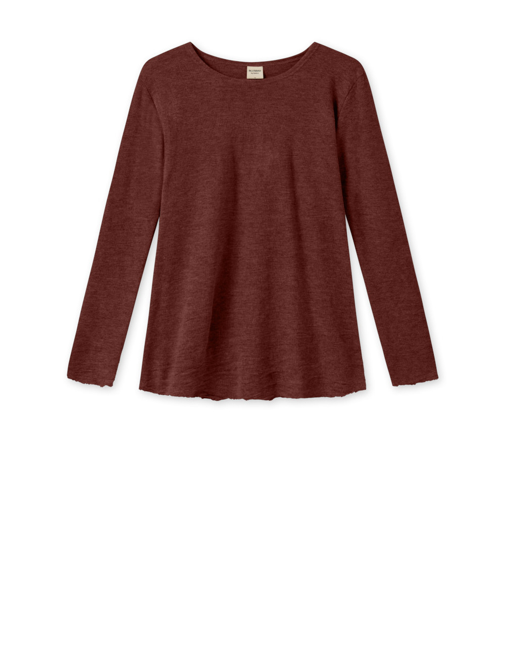 Merino uld bluse med A-facon 4012 i gullige og røde farver