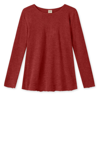 Merino uld bluse med A-facon fra By Basics i støvet rød