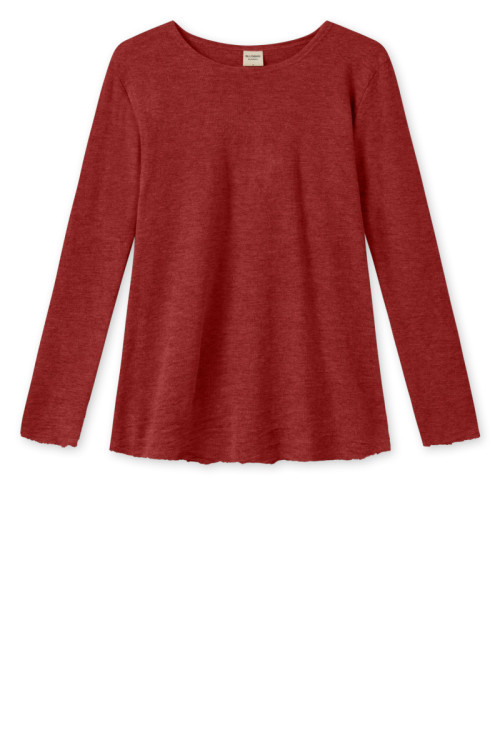 Merino uld bluse med A-facon 4012 i gullige og røde farver