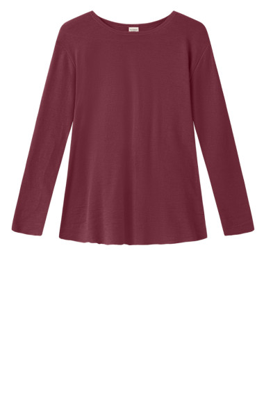 Merino uld bluse med A-facon fra By Basics i rødlig lilla