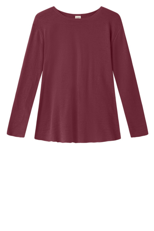 Merino uld bluse med A-facon 4012 i gullige og røde farver