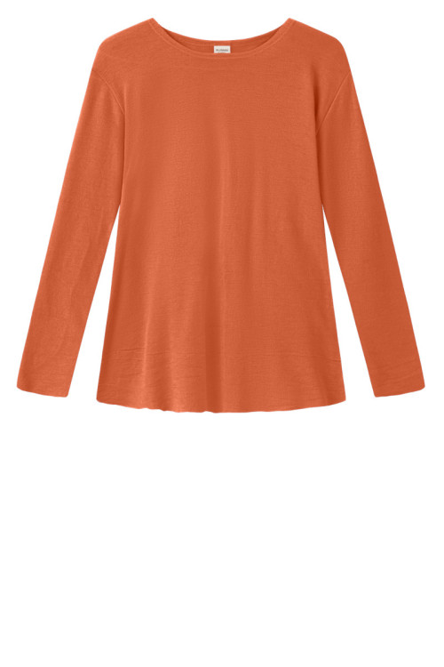 Merino uld bluse med A-facon 4012 i gullige og røde farver