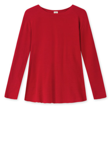 Merino uld bluse med A-facon fra By Basics i rød