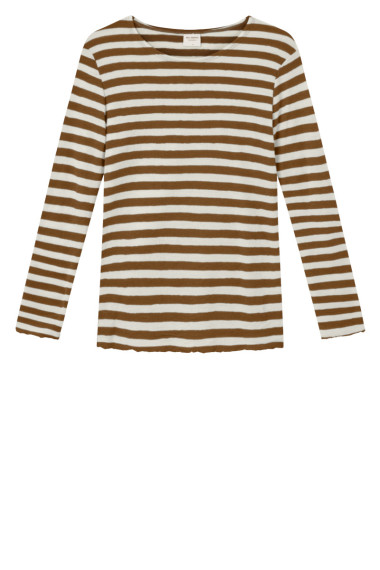 Merino T-shirt i bronze farvede striber nr. 0/33-B farve