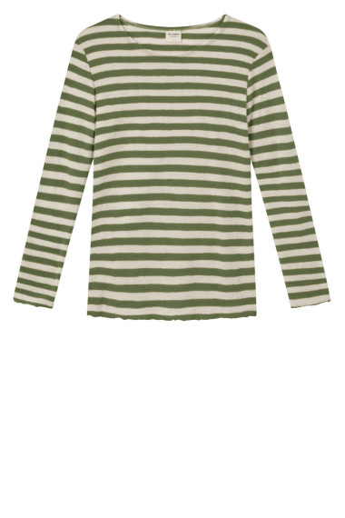 Merino T-shirt i græs grønne striber nr. 0/92-B farve