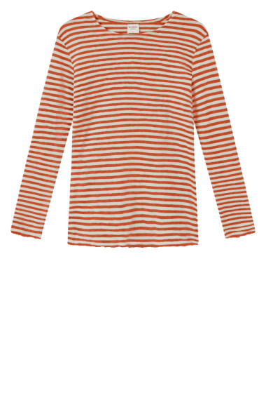 Merino T-shirt i orange striber nr. 0/385-S farve
