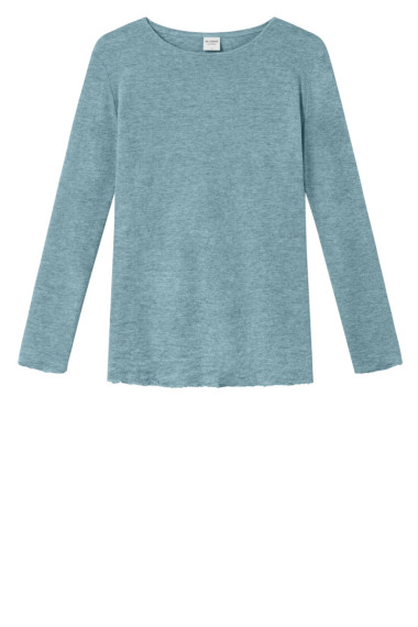 Merino T-shirt fra By Basics i zinc blå melange