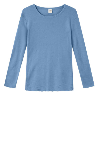 Merino T-shirt fra By Basics i kornblomst blå