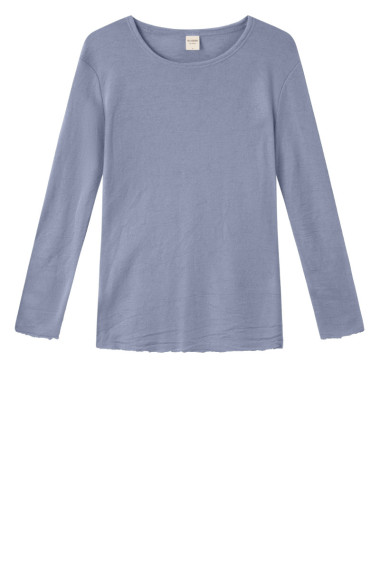 Merino T-shirt fra By Basics i skybruds blå