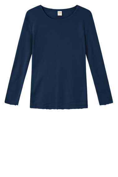 Merino T-shirt fra By Basics i navy blå