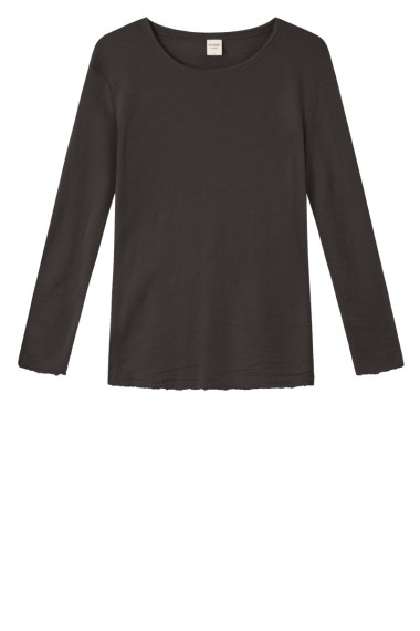 Merino T-shirt fra By Basics i sort kaffe brun