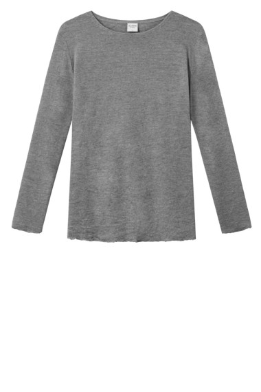 Merino T-shirt fra By Basics i metal grå