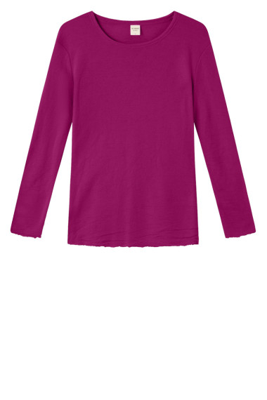 Merino T-shirt fra By Basics i lilla pink