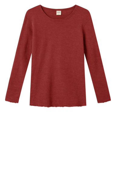 Merino T-shirt fra By Basics i støvet rød