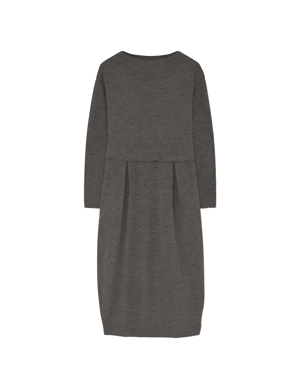 Merino uld kjole i mandel-facon 7045 i basis farver