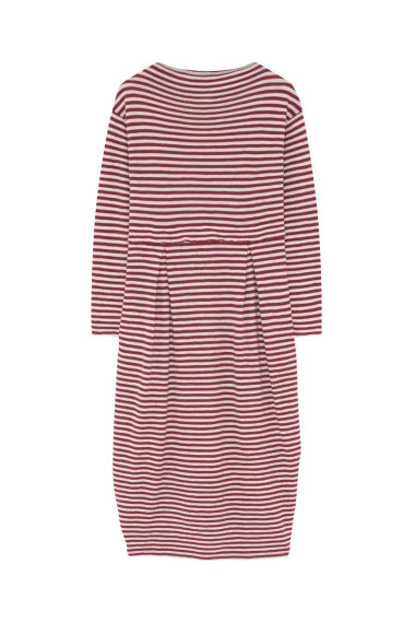 Merino uld kjole i mandel-facon 7045 i striber