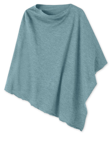 Merino uld poncho fra By Basics i blå