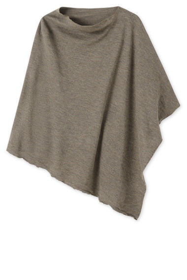 Merinould poncho fra By Basics i elefant grå