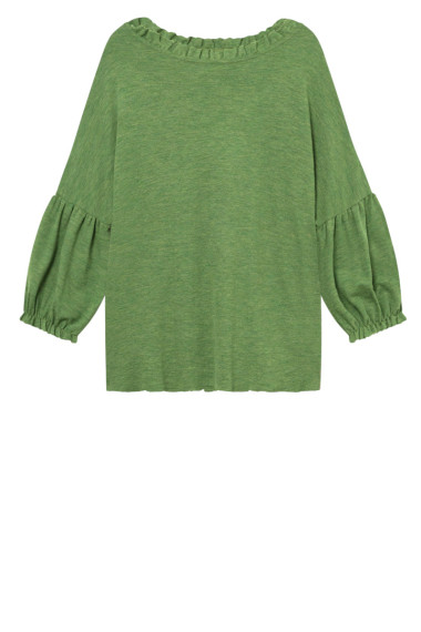 Merino uld bluse med pufærmer 4055 i farver