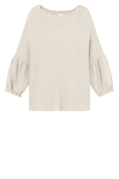 Merino uld bluse med pufærmer i hvid