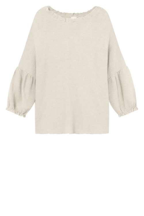 Merino uld bluse med pufærmer 4055 i basis farver