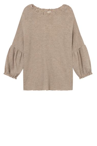 Merino uld bluse med pufærmer 4055 i basis farver