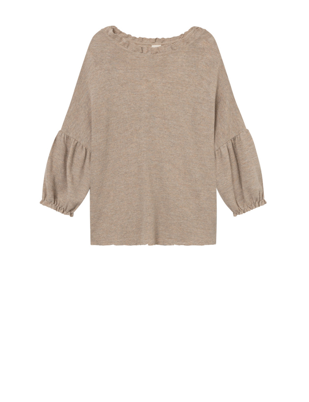 Merino uld bluse med pufærmer 4055 i basis farver