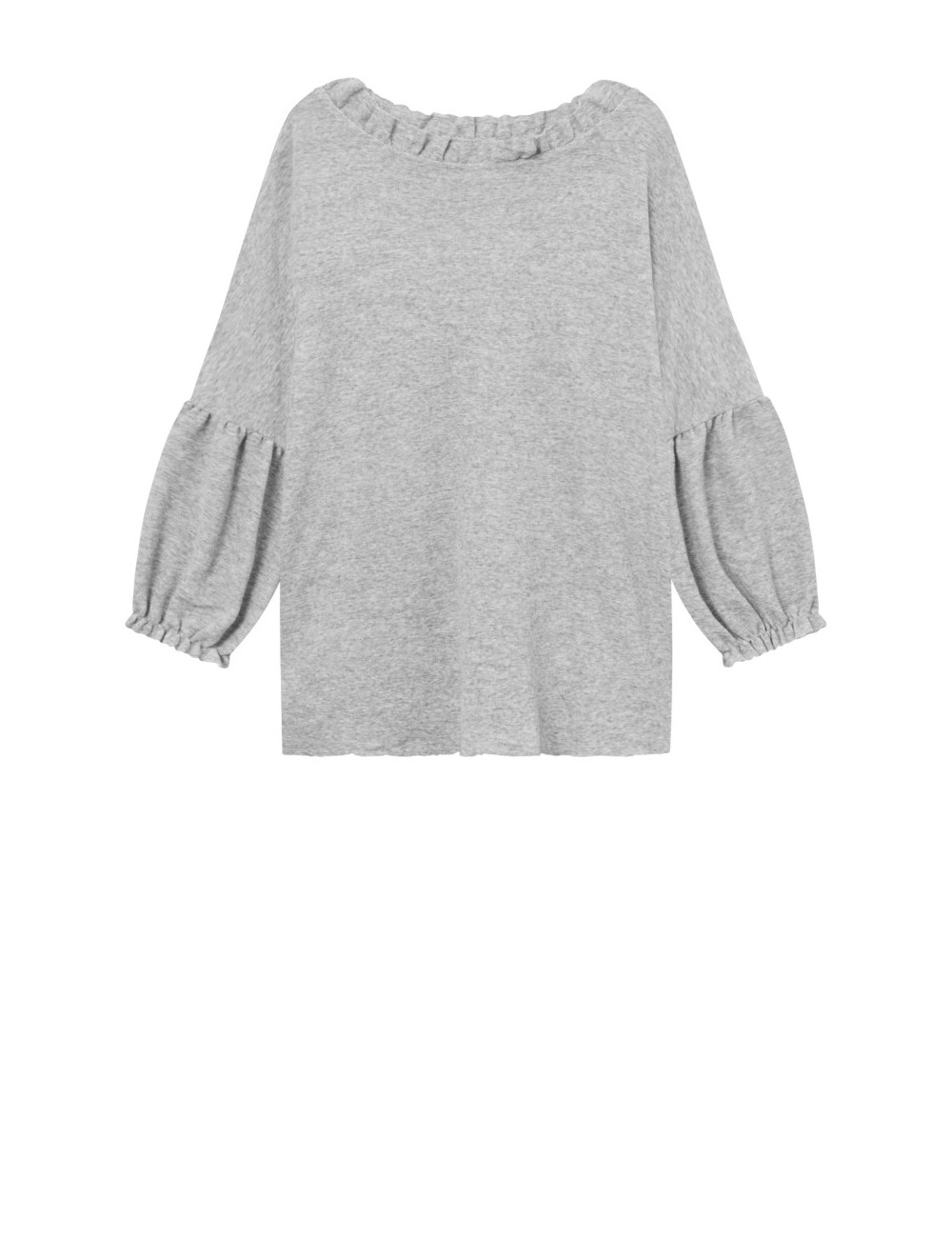 Merino uld bluse med pufærmer 4055 i basis farver