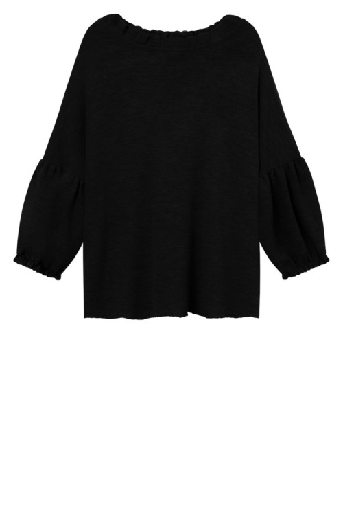 Merino uld bluse med pufærmer 4055 i basis farver