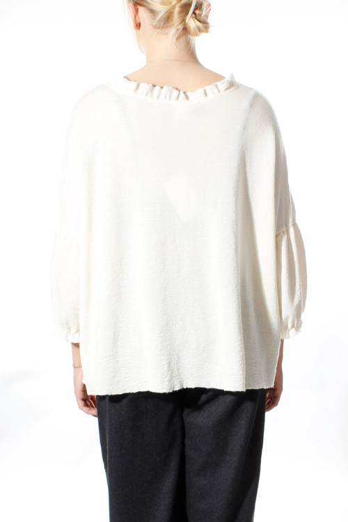 Merino uld bluse med pufærmer 4055 i basis farver