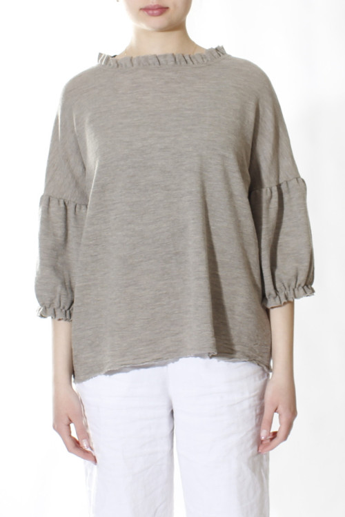 Merino uld bluse med pufærmer 4055 i basis farver