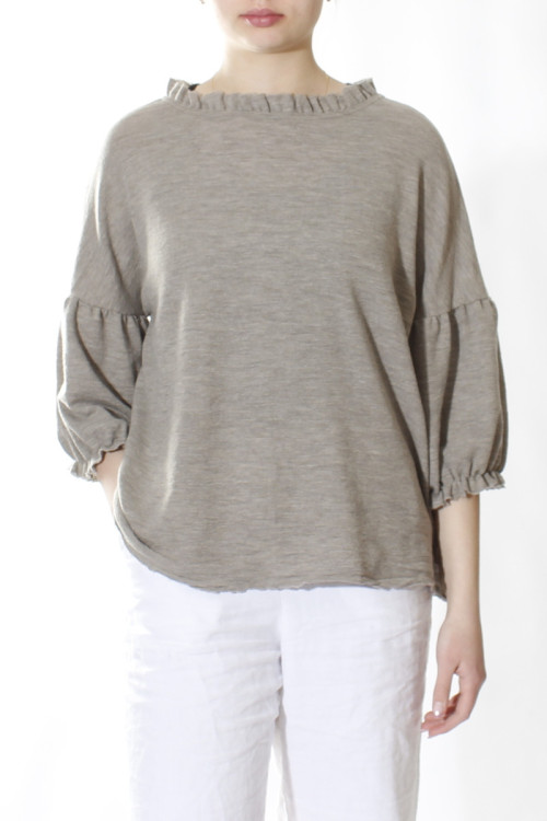 Merino uld bluse med pufærmer 4055 i basis farver