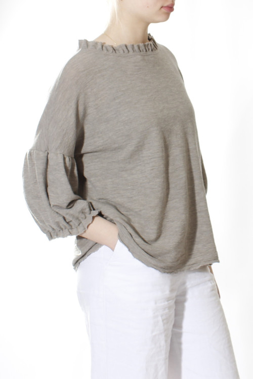 Merino uld bluse med pufærmer 4055 i basis farver