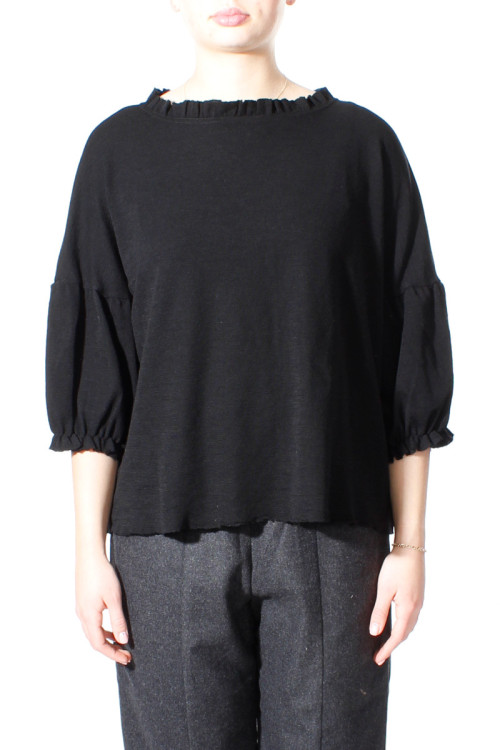 Merino uld bluse med pufærmer 4055 i basis farver