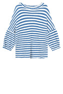 Merino uld bluse med pufærmer 4055 i striber