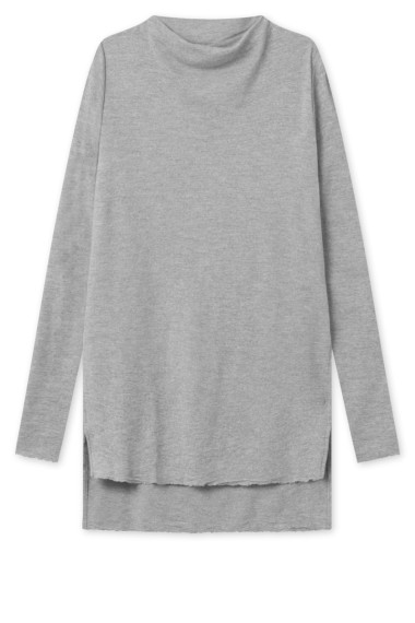 Tunika med længde forskel i merino uld 6040 i basis farver