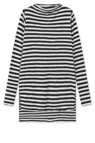 Tunika med længde forskel i merino uld 6040 i striber