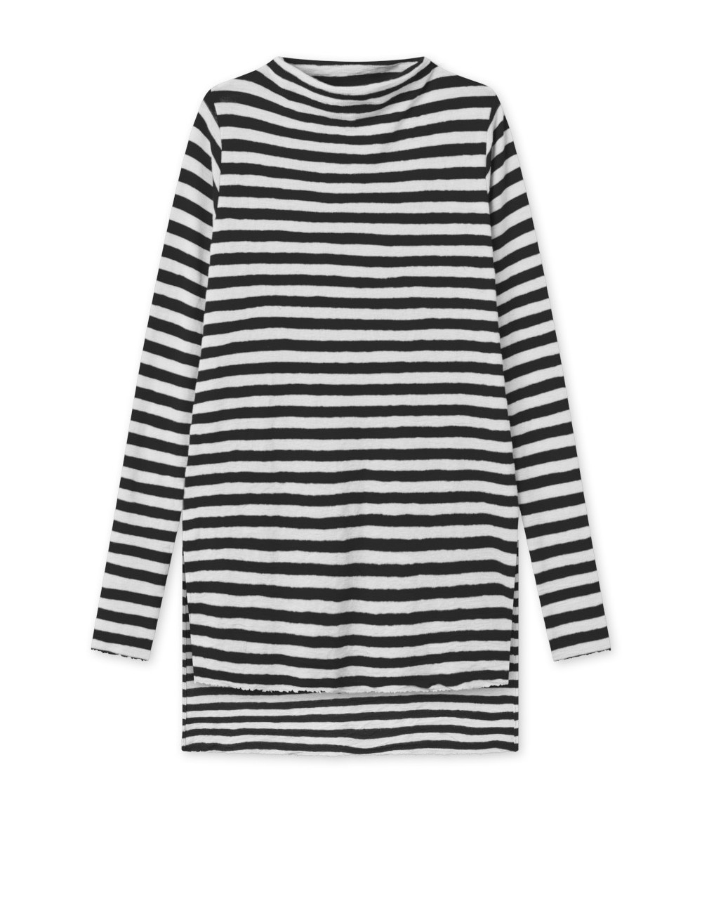 Tunika med længde forskel i merino uld 6040 i striber