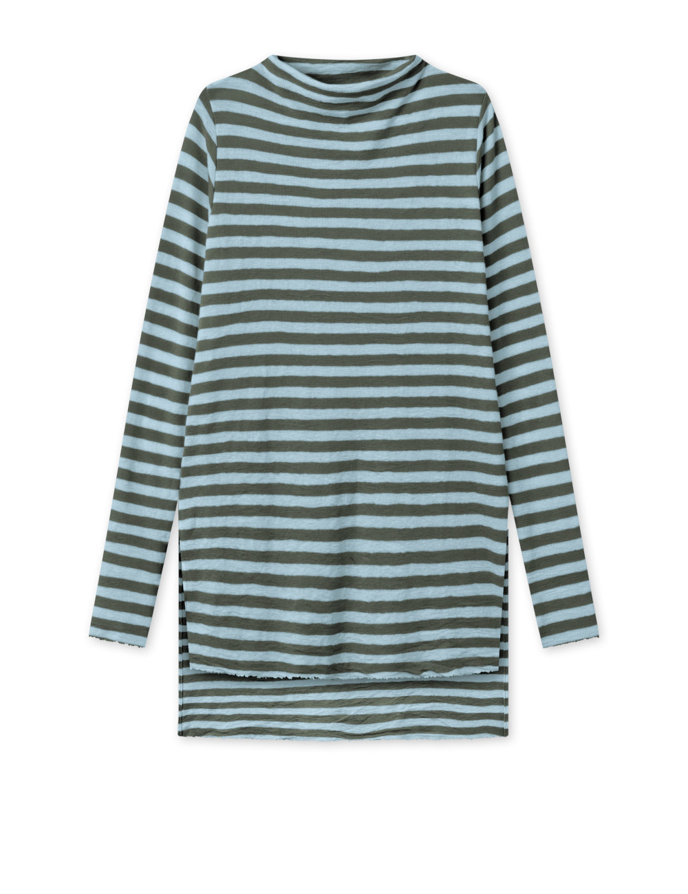 Tunika med længde forskel i merino uld 6040 i striber