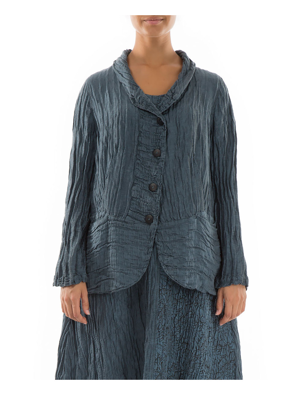 Elegant blazer-cardigan i hør og silke fra Grizas