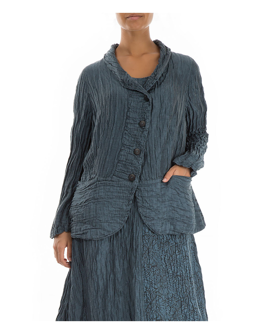 Elegant blazer-cardigan i hør og silke fra Grizas
