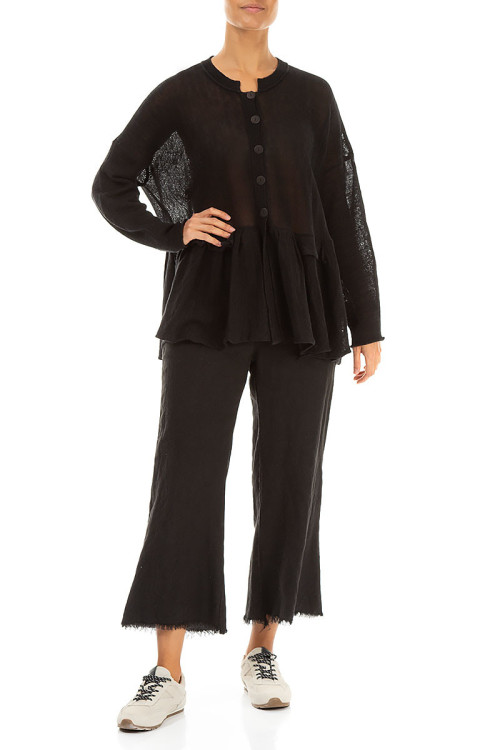 Strik cardigan i hør