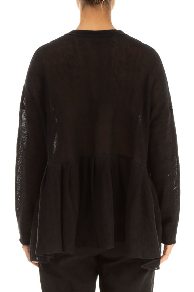 Sort strik cardigan i hør fra Grizas