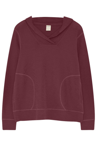 Merino uld bluse med hætte og lommer 4061 i farver