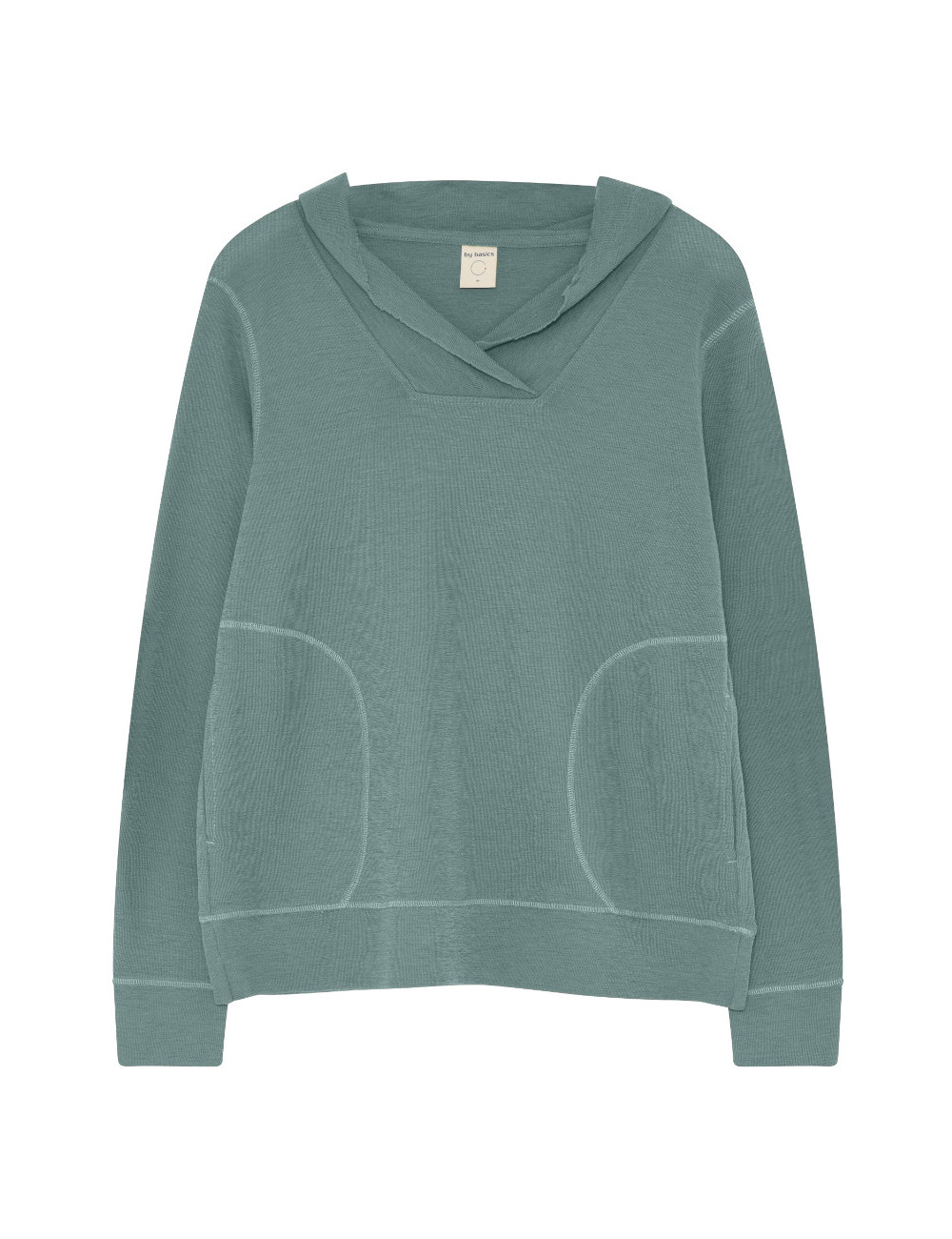 Merino uld bluse med hætte og lommer 4061 i farver