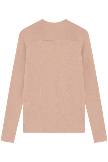 Merino uld bluse med buet rygsøm fra By Basics i rosa