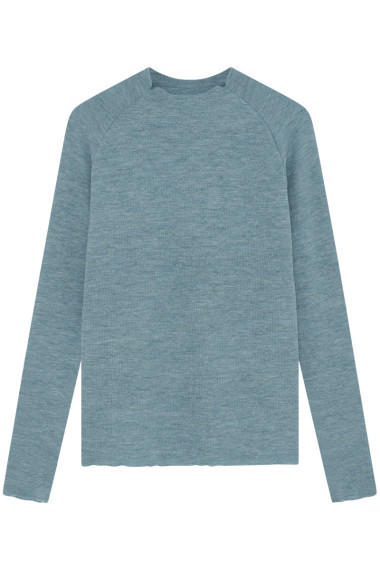 Merino uld bluse med buet rygsøm 4063 i farver